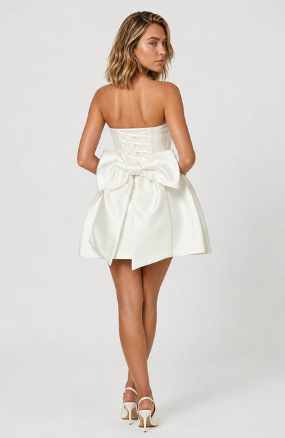 Juliette Satin Strapless Mini Dress Ivory