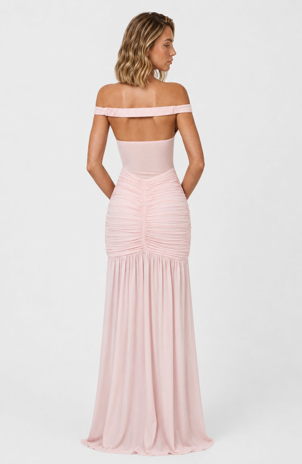 Mallorca Jersey Ruched Maxi Dress Blush