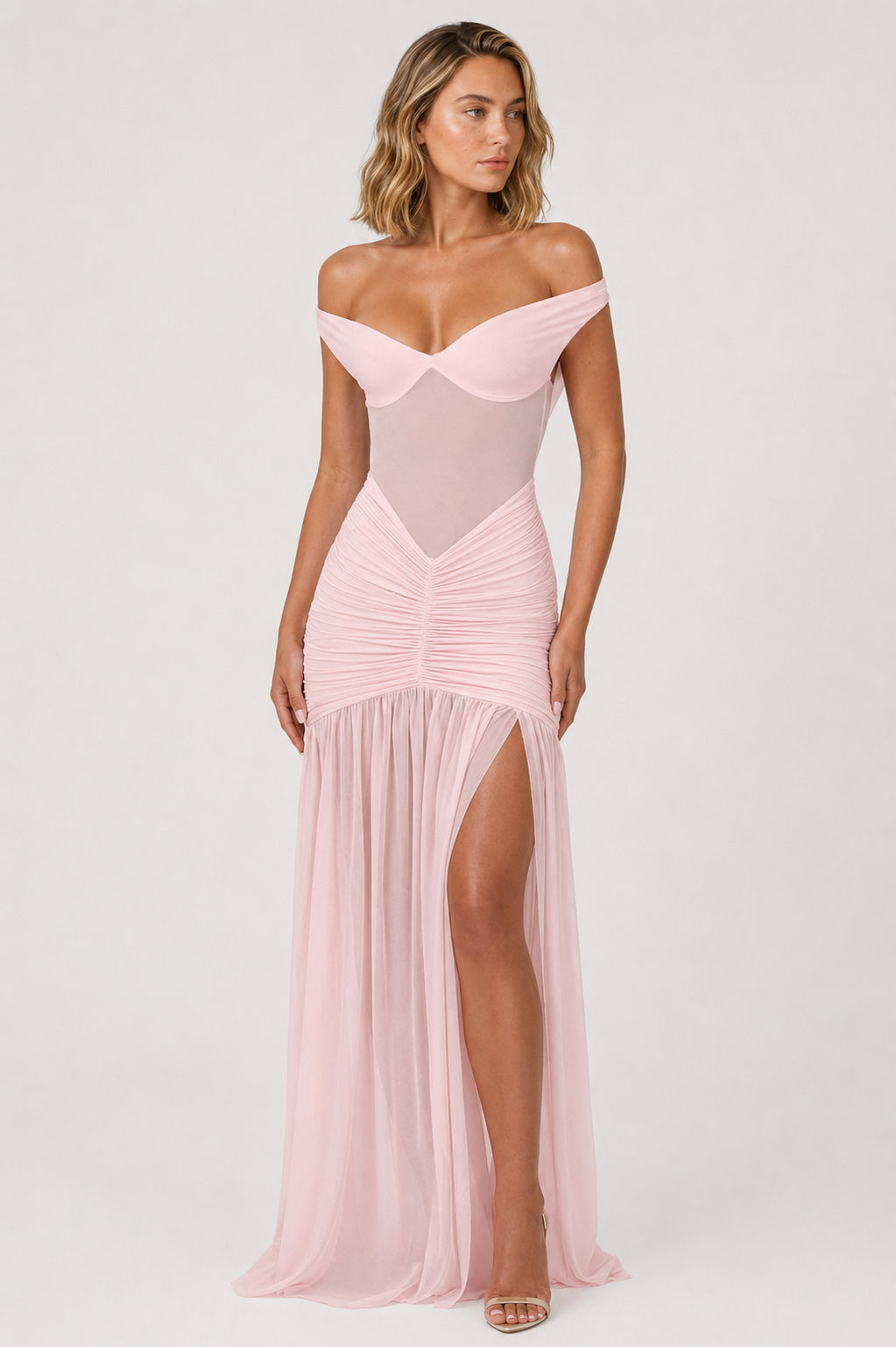 Mallorca Jersey Ruched Maxi Dress Blush