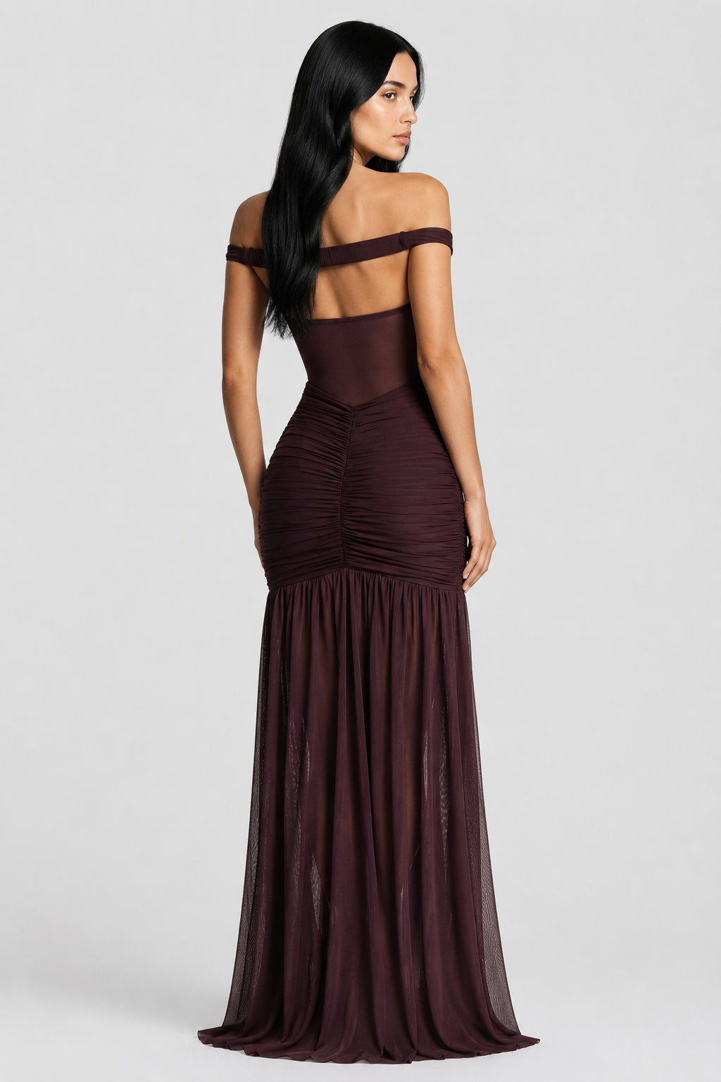 Mallorca Jersey Ruched Maxi Dress Plum