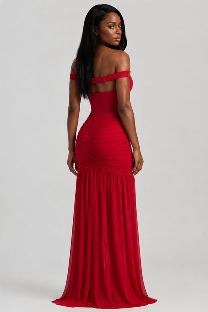 Mallorca Jersey Ruched Maxi Dress Plum