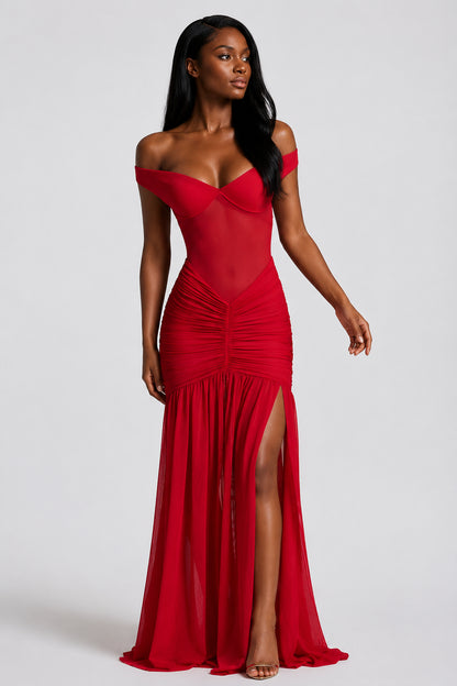 Mallorca Jersey Ruched Maxi Dress Plum