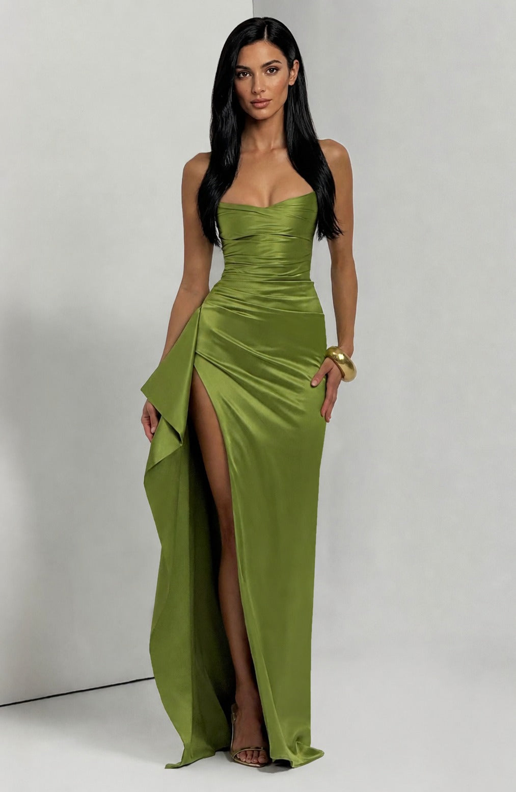 Helen Maxi Dress - Olive back view - detail