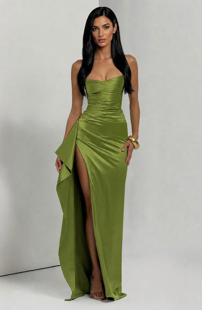 Helen Maxi Dress - Olive back view - detail