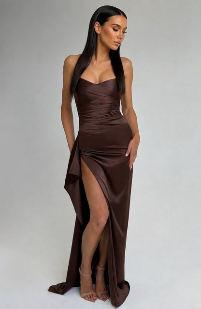 Helen Maxi Dress - Plum Brown