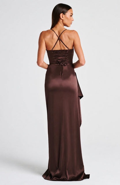 Helen Maxi Dress - Plum Brown