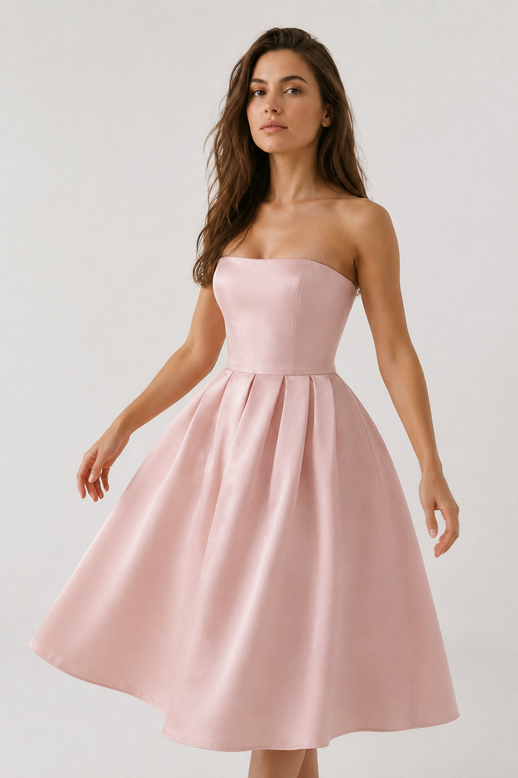 Violette Strapless Corset Midi Dress Blush