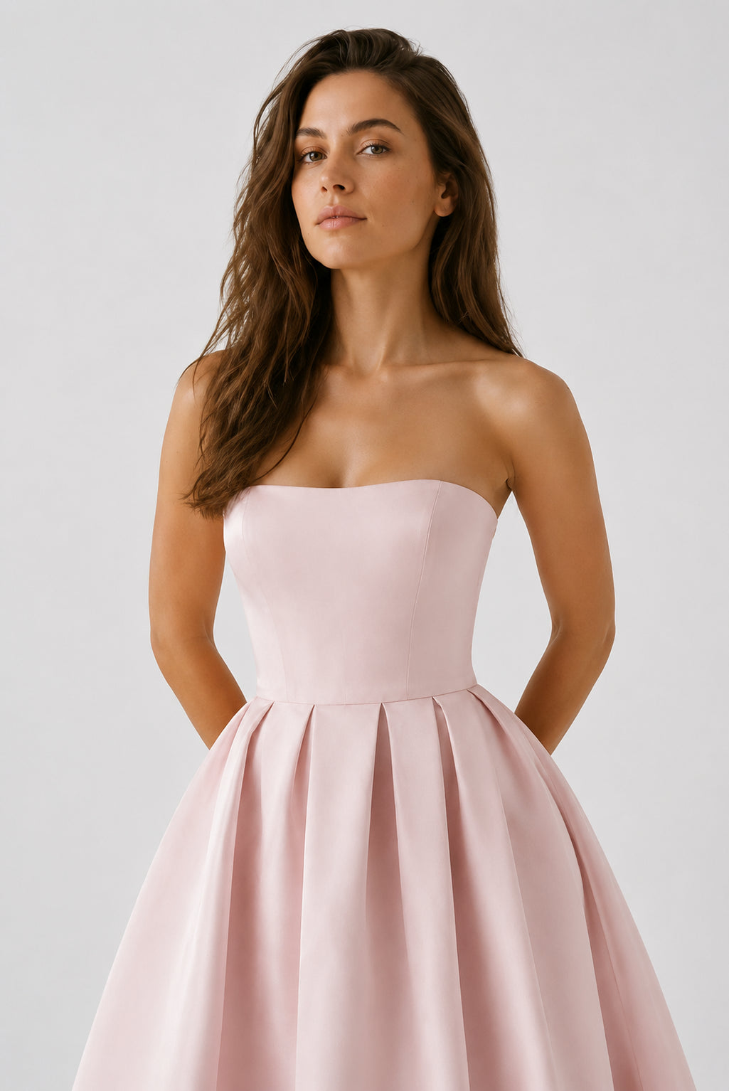 Violette Strapless Corset Midi Dress Blush
