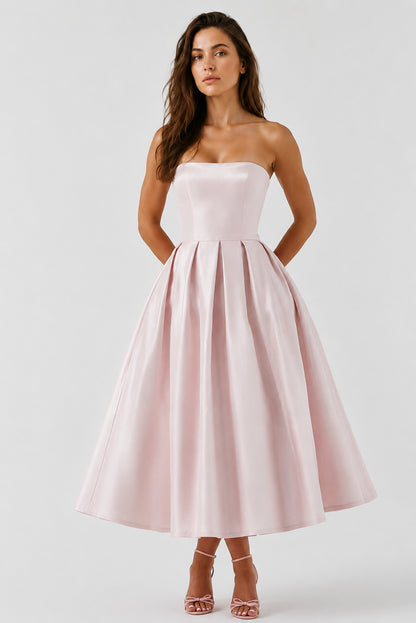 Violette Strapless Corset Midi Dress Blush
