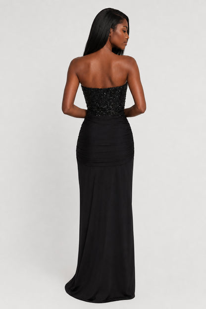 Xanthe Backless Crepe Maxi Dress Black